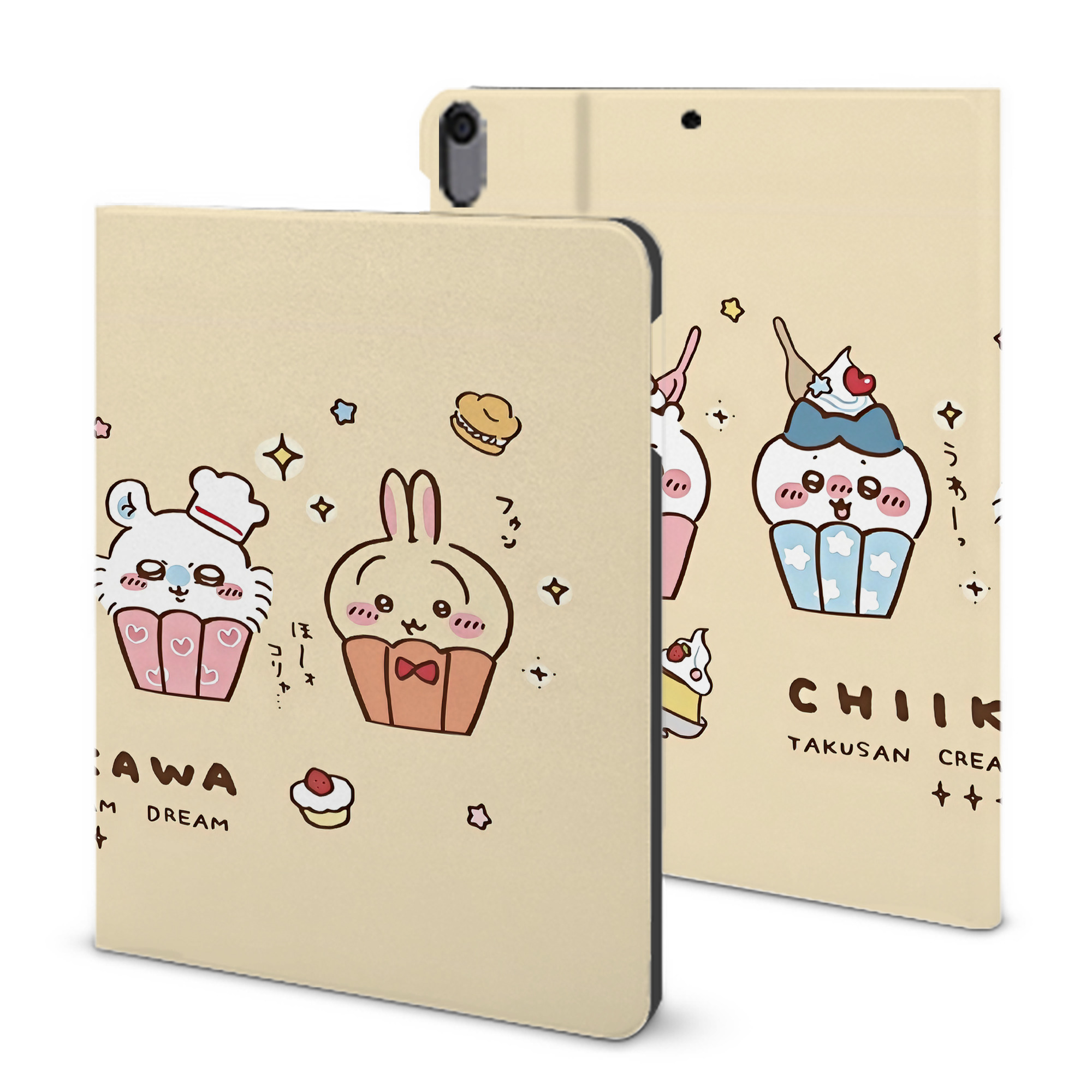 （画像用） ちいかわ Chii-kawa IPad ケース ブック型 PUレザー TPU 耐衝撃 軽量 薄型 ペン収納なし 全面保護 IPad 各モデル対応